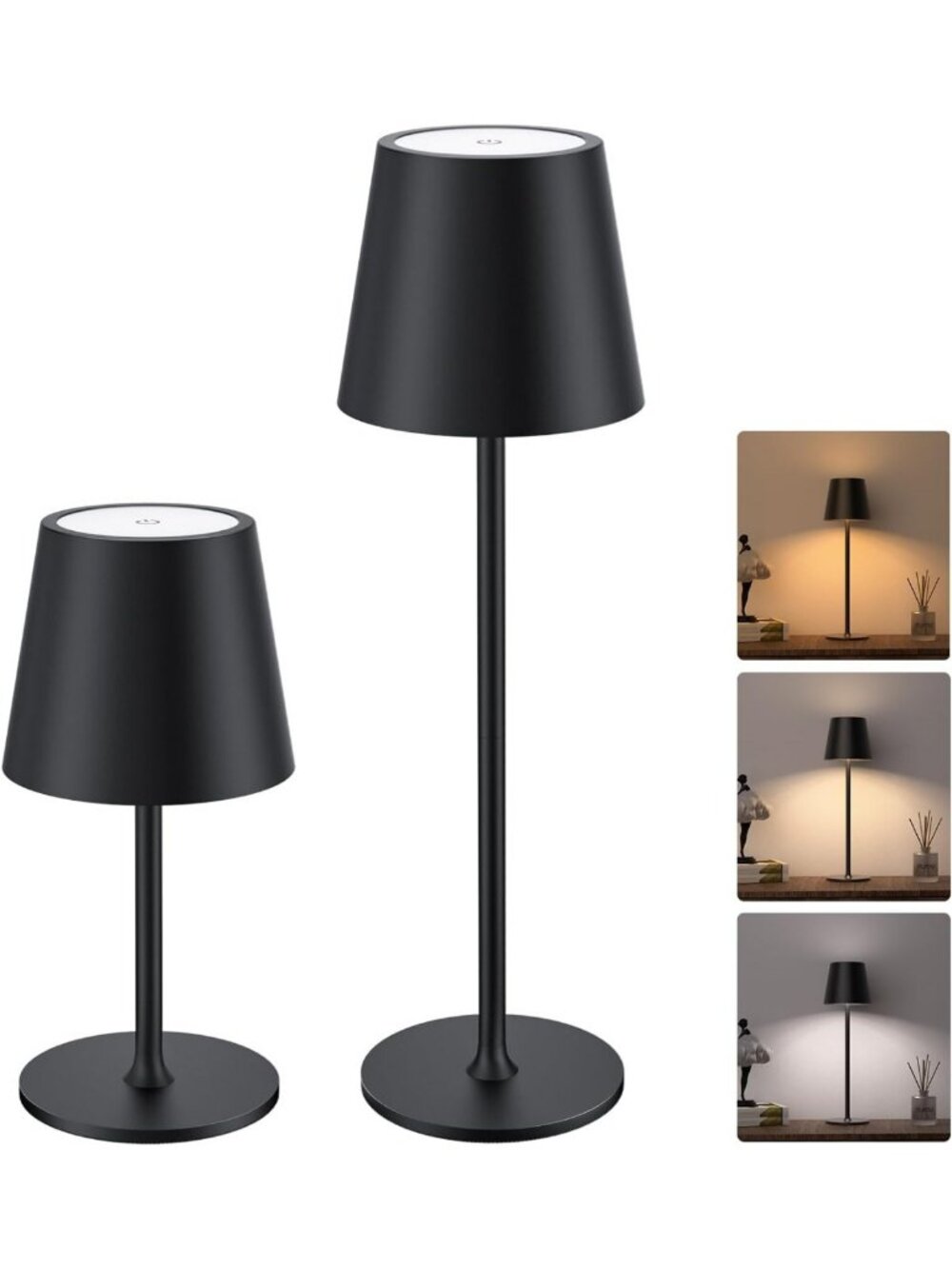 Rechargeable Cordless Table Lamps - 3 Adjustable Heights, 5000mAh Battery